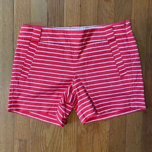 J CREW | red orange white striped shorts 0